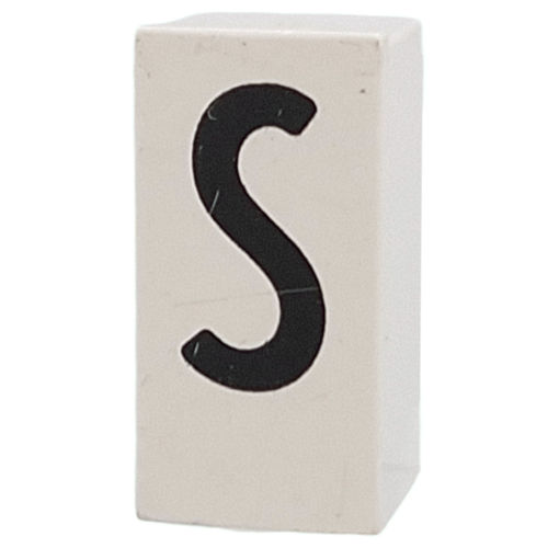Tile Special 1 x 2 x 5/6 with Stud Hole in End with 'S' print