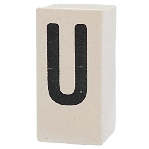 Tile Special 1 x 2 x 5/6 with Stud Hole in End with 'U' print