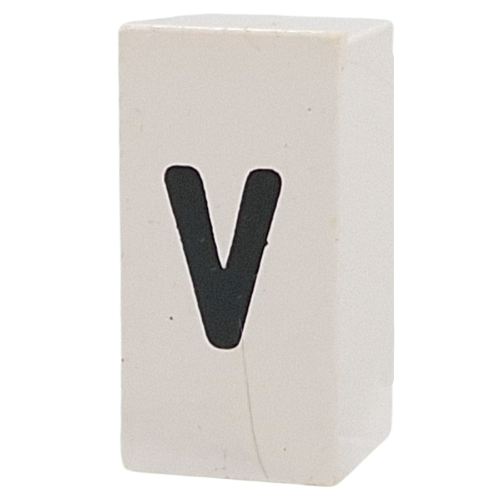 Tile Special 1 x 2 x 5/6 with Stud Hole in End with 'v' print