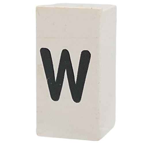 Tile Special 1 x 2 x 5/6 with Stud Hole in End with 'w' print