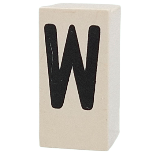 Tile Special 1 x 2 x 5/6 with Stud Hole in End with 'W' print