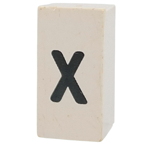 Tile Special 1 x 2 x 5/6 with Stud Hole in End with 'x' print