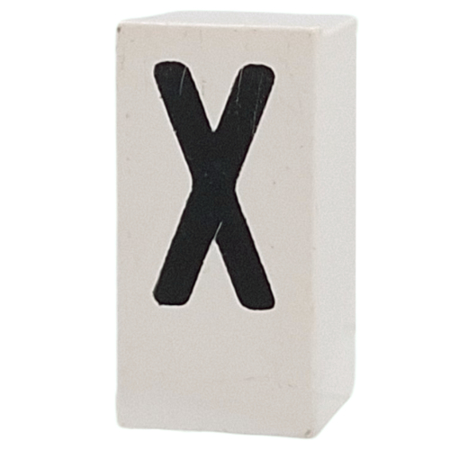 Tile Special 1 x 2 x 5/6 with Stud Hole in End with 'X' print