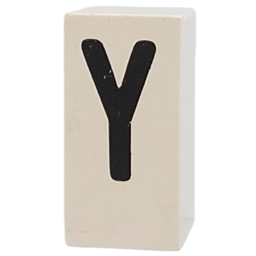 Tile Special 1 x 2 x 5/6 with Stud Hole in End with 'Y' print