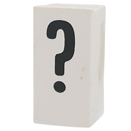 Tile Special 1 x 2 x 5/6 with Stud Hole in End with '?' print