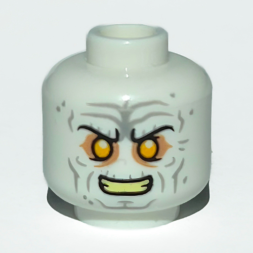 Minifig Head Palpatine, Bright Ligti Orange Eyes, Nougat Eyeshadow, Yellow Teeth, Light Bluish Grey Wrinkles, Angry / Scared