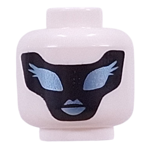 Minifig Head One, Black Facemask, Metal Blue Eyes, Mouth