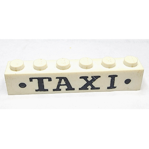 Brick 1 x 6 without Bottom Tubes with Cross Side Supports with 'TAXI' Dots Black Print