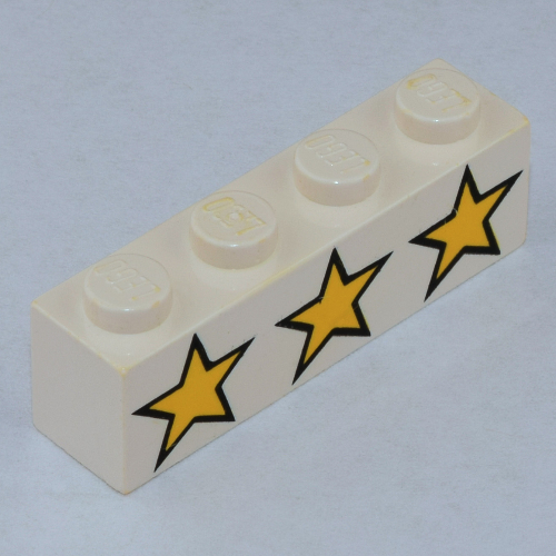 Brick 1 x 4 with 3 Yellow Stars Print