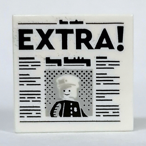 Tile 2 x 2 with Newspaper, 'EXTRA!' print
