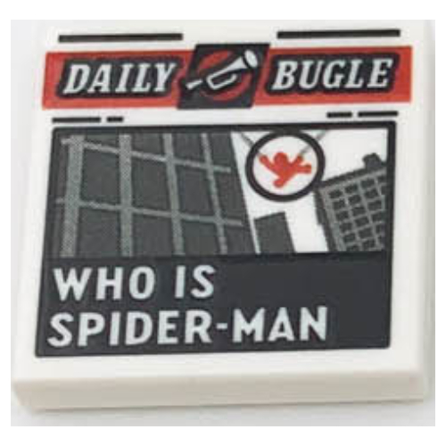 Tile 2 x 2 with Newspaper Daily Bugle 'WHO IS SPIDER-MAN' print