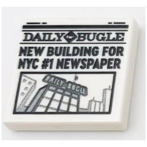 Tile 2 x 2 with Newspaper Daily Bugle 'NEW BUILDING FOR NYC #1 NEWSPAPER' print