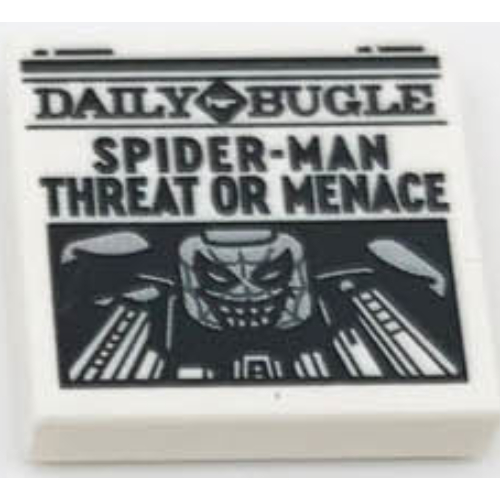 Tile 2 x 2 with Newspaper Daily Bugle 'SPIDER-MAN THREAT OR MENACE' print