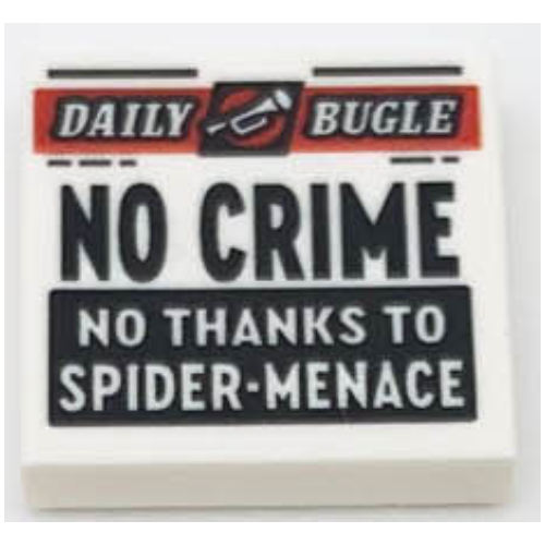 Tile 2 x 2 with Newspaper Daily Bugle 'NO CRIME NO THANKS TO SPIDER-MENACE' print