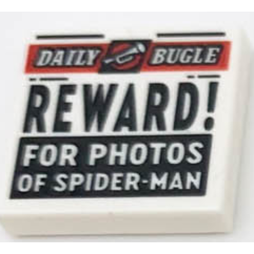 Tile 2 x 2 with Newspaper Daily Bugle 'REWARD! FOR PHOTOS OF SPIDER-MAN' print