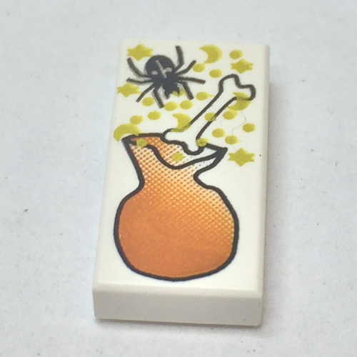 Tile 1 x 2 with Spider and Bag Print