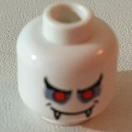 Minifig Head Vampire, Dual Sided, Fangs, Red Eyes, Mouth Open / Mouth Closed Print [Blocked Open Stud]