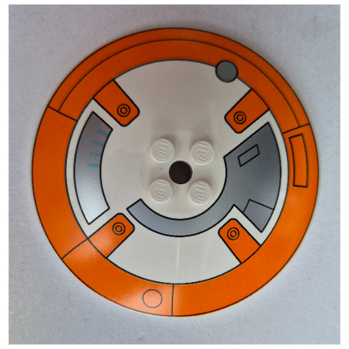 Dish 8 x 8 Inverted [Radar] with Orange Band, Dark Bluish Grey Droid Plating print (BB-8 Left Side)