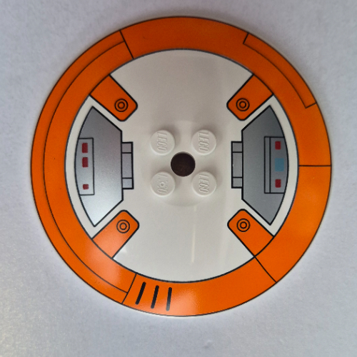 Dish 8 x 8 Inverted [Radar] with Orange Band, Dark Bluish Grey Droid Plating print (BB-8 Right Side)