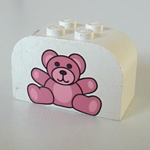Brick Curved 2 x 4 x 2 Double Curved Top with Teddy Bear Print