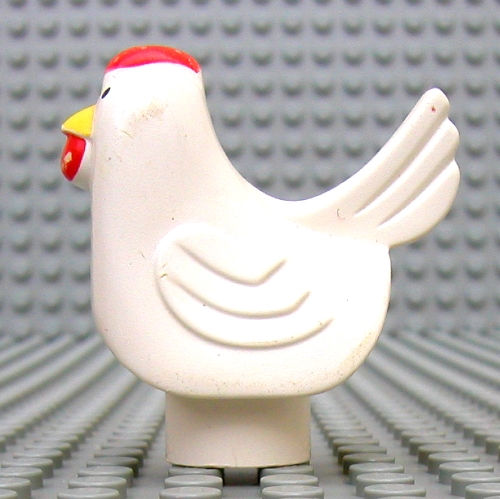 Duplo Animal Chicken / Hen Tail and Smooth Red Comb - Bottom Stud Holder