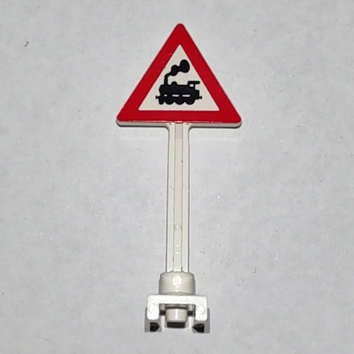 LEGO part Road Sign Triangle with Train Engine with Cab Window Print