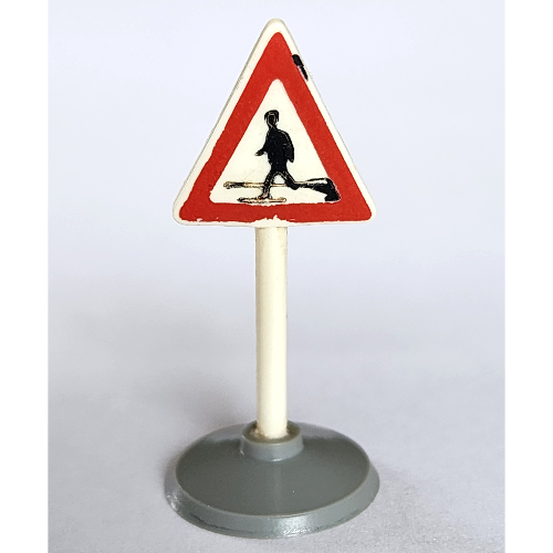 Road Sign Old Triangle with Man Crossing Print & Type 1 Base