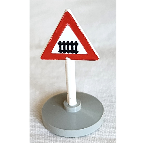 Road Sign Old Triangle with Level Crossing Print & Type 2 Base