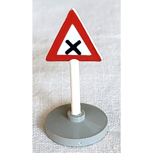 Road Sign Old Triangle with 'X' Print & Type 2 Base