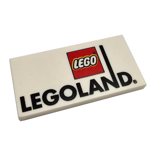 Tile 2 x 4 with LEGO Logo and 'LEGOLAND' Print White