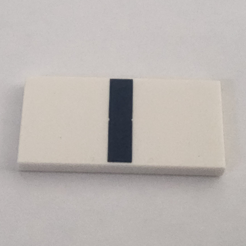 Tile 2 x 4 with Dark Blue Stripe Print White