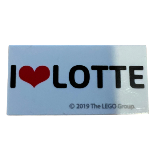 Tile 2 x 4 with 'I heart LOTTE' Print White