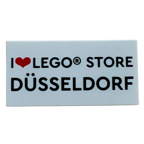 Tile 2 x 4 with 'I heart LEGO STORE DÜSSELDORF' Print