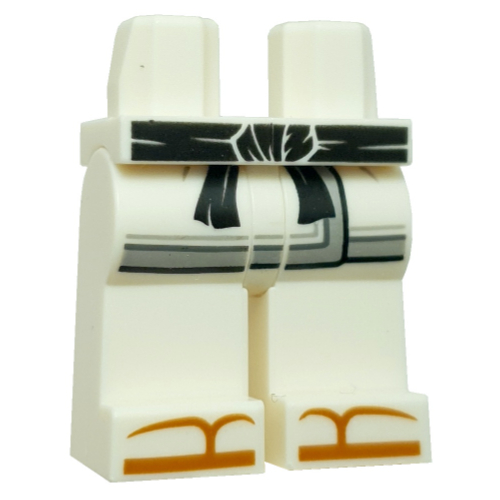 Hips and White Legs with Robe Ends, Light Bluish Grey Trim, Black Sash, Dark Orange Sandals print