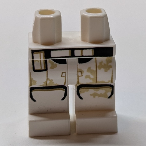 Visuel indicatif Rebrickable de Hips and White jambes avec Black and Dark Tan Lines Armor and Tan Dirt Stains Print
