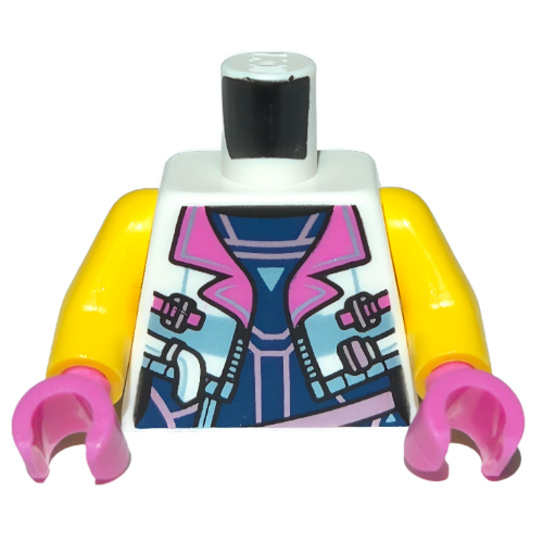 Torso, White Jacket, Dark Pink Collar, Dark Blue Armor, Bright Pink Straps Print, Yellow Arms, Dark Pink Hands