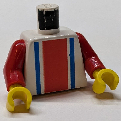 Torso, Soccer Shirt, Vertical Striped Red/Blue / '2' Back Print, Red Arms, Yellow Hands
