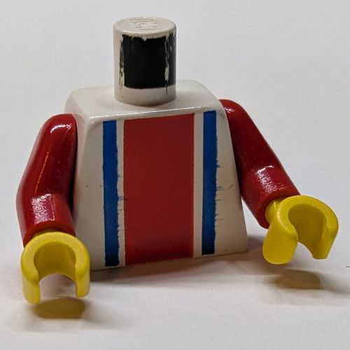 Torso, Soccer Shirt, Vertical Striped Red/Blue / '10' Back Print, Red Arms, Yellow Hands