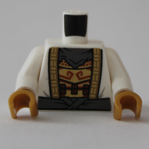 Torso Robe, Gold Trim, Open Over Ornate Undershirt, Dark Bluish Gray Belt print, White Arms, Pearl Gold Hands