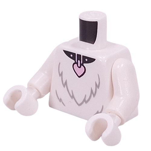 Torso, Fur, Bright Pink Heart Pendant print, White Arms and Hands