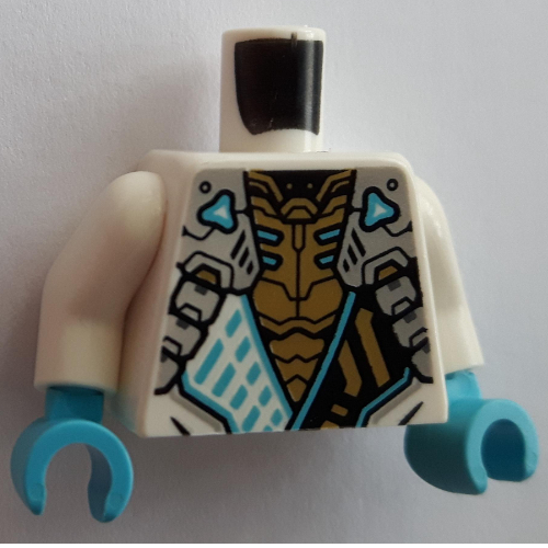 Torso Robes, Black Sash with Gold Symbol, Silver Straps, Gold Chest print, White Arms, Medium Azure Hands