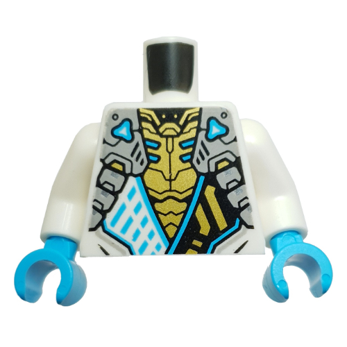 Torso Robes, Black Sash with Gold Symbol, Silver Straps, Gold Chest print, White Arms, Medium Azure Hands