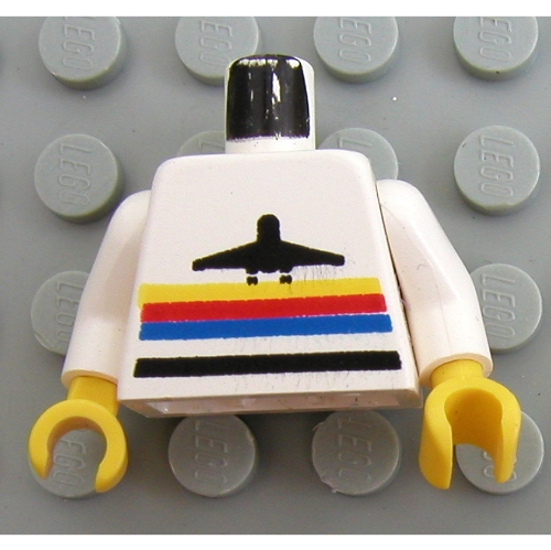 Torso Airplane Logo with Stripes Print, White Arms, Yellow Hands
