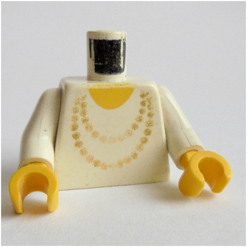 Torso Necklace Gold and Yellow Neck Print, White Arms, Yellow Hands