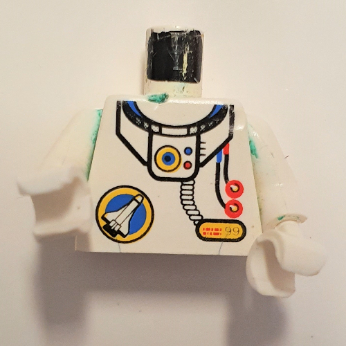 Torso Space Port Logo, Tube and Two Red Buttons Print, White Arms and Hands