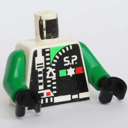 Torso Space Police with Zipper, 'S.P.' and Star Print, Green Arms, Black Hands