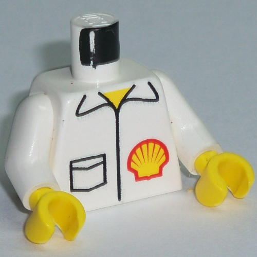 Torso Jacket with Shell Logo and Pocket Print, White Arms, Yellow Hands