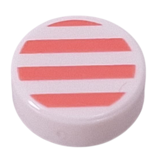 Tile Round 1 x 1 with Coral Stripes print