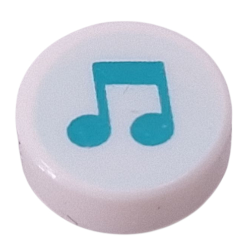 Tile Round 1 x 1 with Dark Turquoise Music Note on Light Aqua Background print