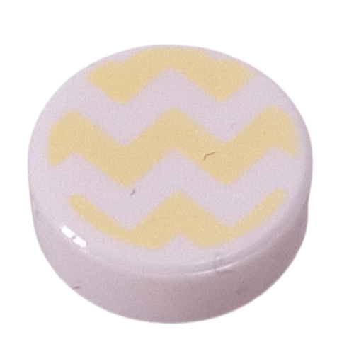 Tile Round 1 x 1 with Bright Light Yellow Squiggly Line print